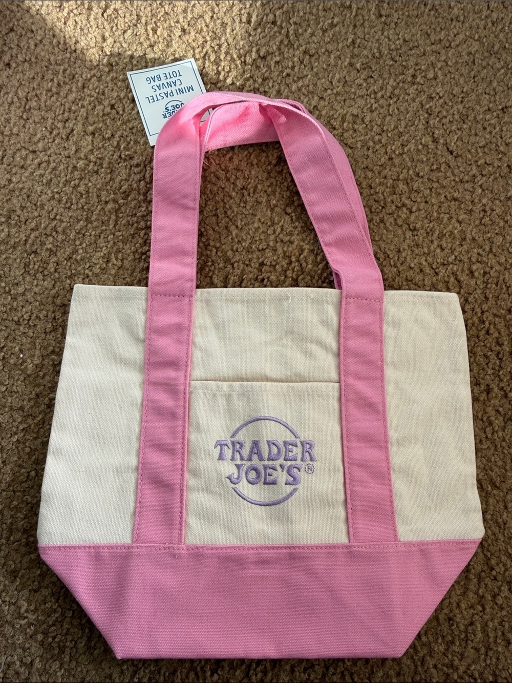 Trader Joe’s Pink & Cream Canvas Mini Tote Bag